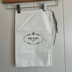 Prada Cream Cotton Fabric Dustbag W/ Brown Spellout